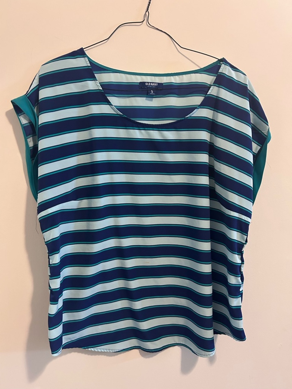 Old Navy Striped Scoop Neck Blouse - Teal &‎ Navy